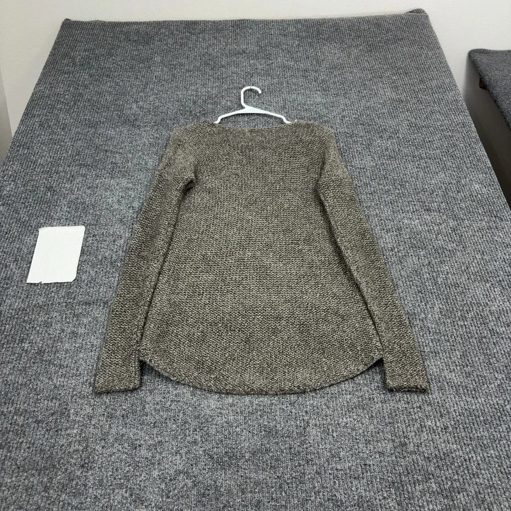 Helmut Lang Sweater Womens P Brown Italian Yarn Knit V-Neck High Low Minimalist